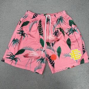 Eric Emanuel EE Miami Exclusive Basic Shorts Men's Sz‎ M Pink Flamingo Palm Leaf